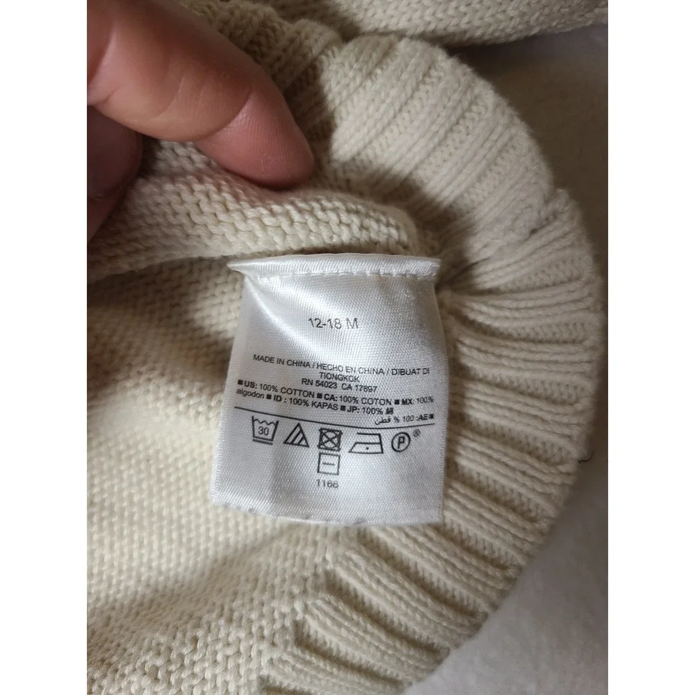 Old Navy Cardigan Sweater Kids 12-18M Cream Shawl Collar Button Front Knit